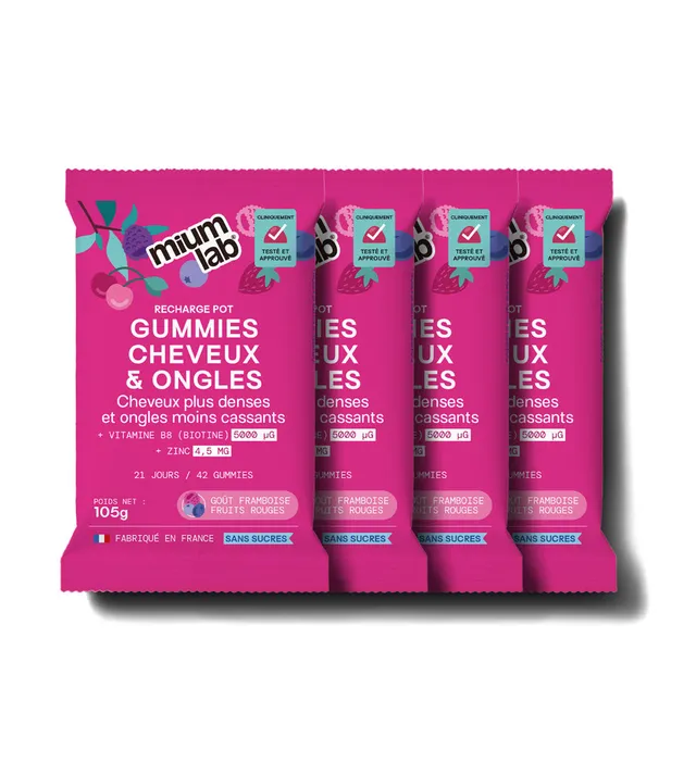 mium-lab-cheveux-et-ongles-gummies-biotine-pack-4-co-recharges image 1