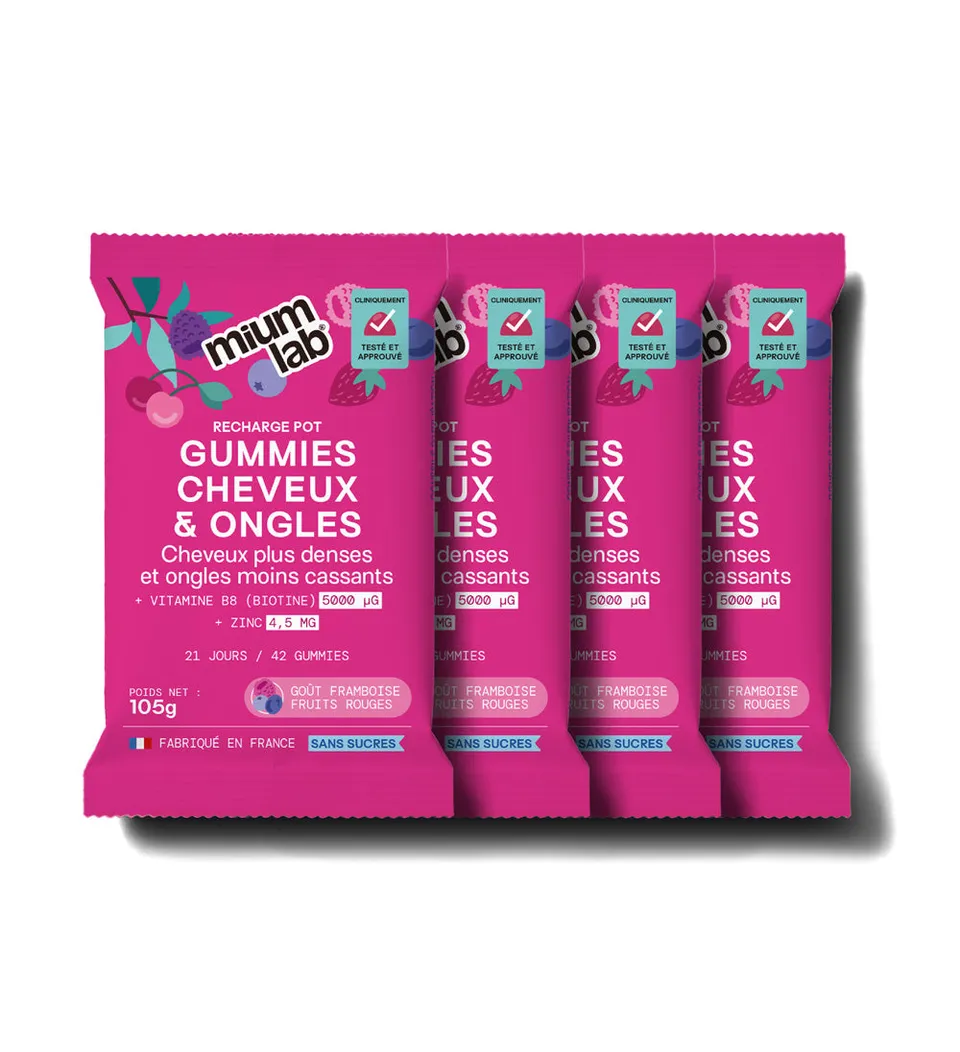 mium-lab-cheveux-et-ongles-gummies-biotine-pack-4-co-recharges image 1